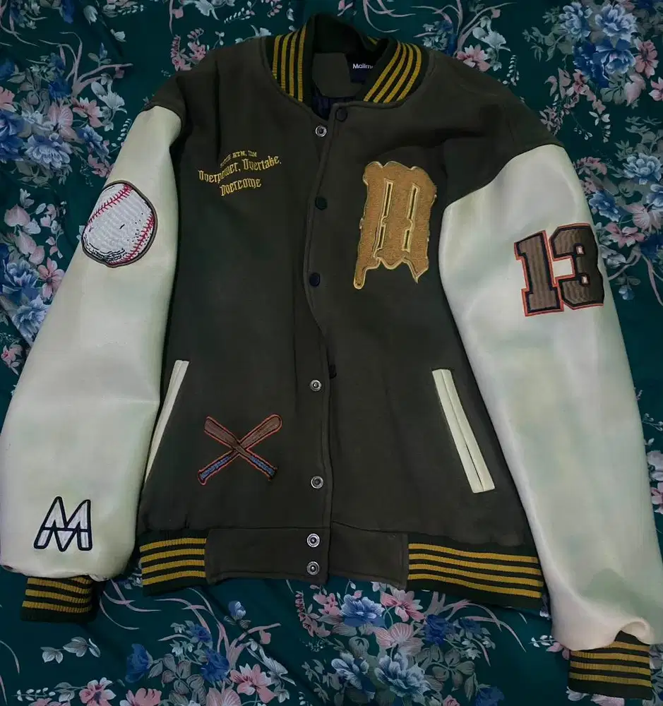 jaket baseeball full kulit asli