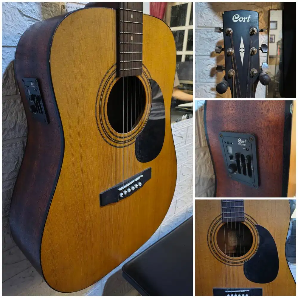 Gitar Akustik Elektrik Cort Original Setting Ceper Empuk Tanam Baja