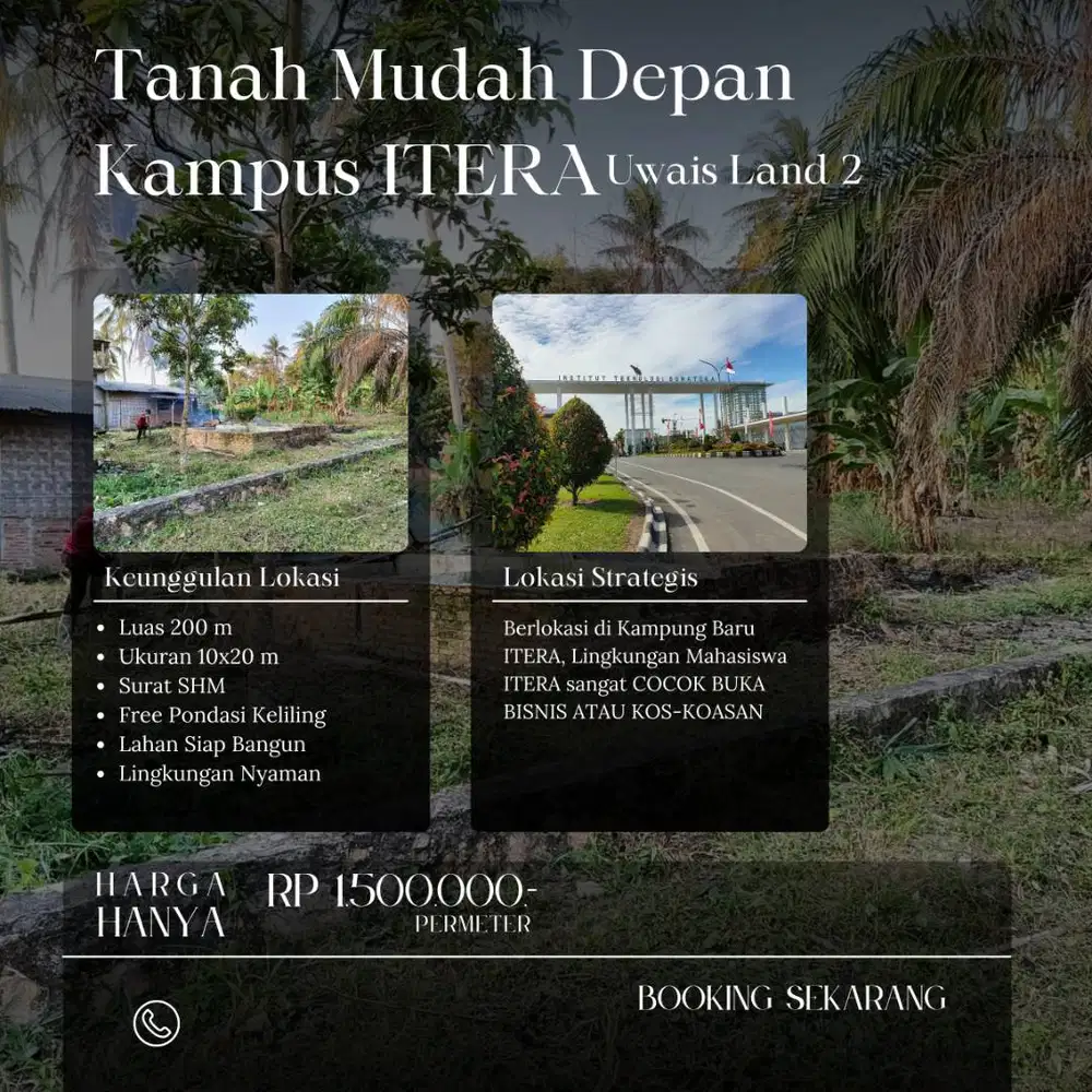 KAVLING ISTIMEWA  JALAN UTAMA RAYA LAPAS KAMPUNG NYA MAHASISWA