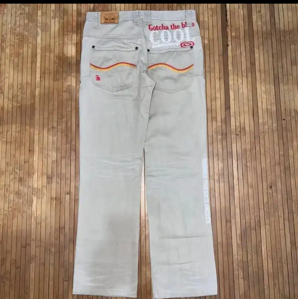 Celana Jeans Gotcha Surf Vintage Y2K Spellout Baggy Skater Surfwear
