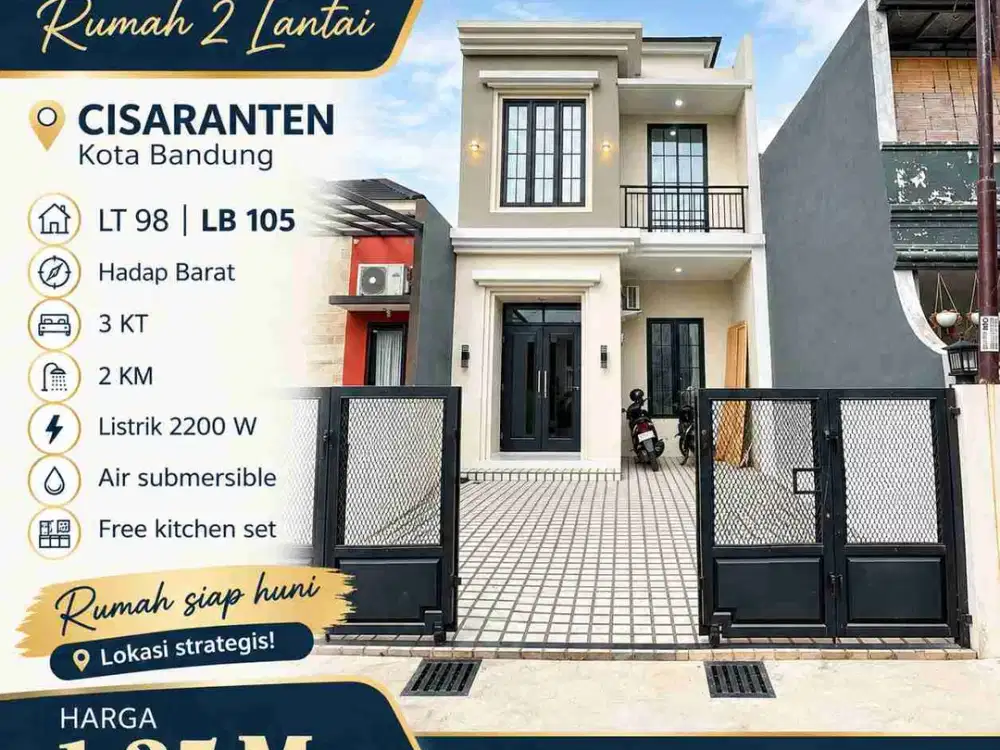 Rumah 2 lantai siap huni di Cisaranten, Arcamanik Bandung