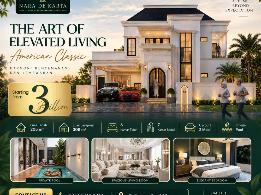 Dijual Hunian Rumah Mewah 2 Lantai Jogja SHM dengan Kolam Renang Pribadi
