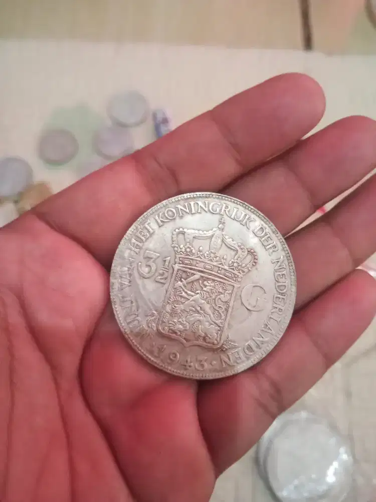 Koin wilhelmina 3 1/2 Gulden