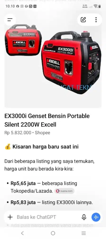 Ex-3000i GENSET Bensin PORTABEL SILENT 2200WATT