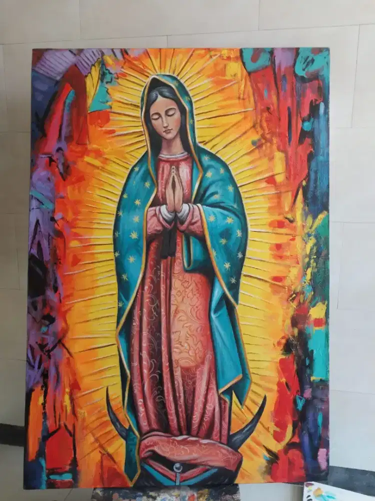 Dijual lukisan kanvas bunda maria 130x90 cm