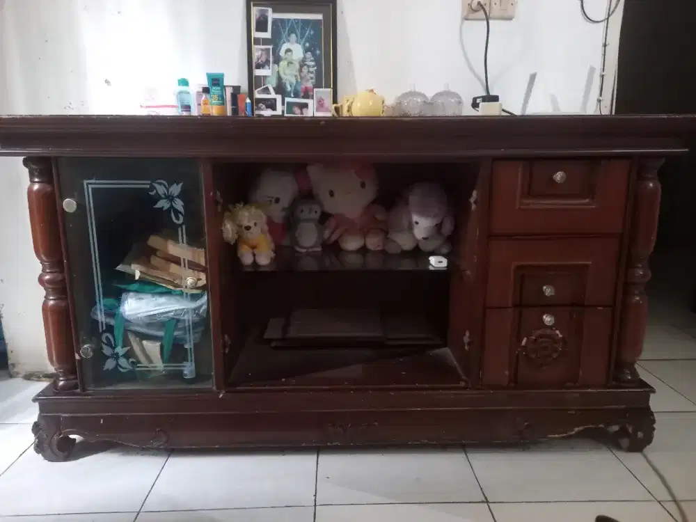 meja tv kayu jati