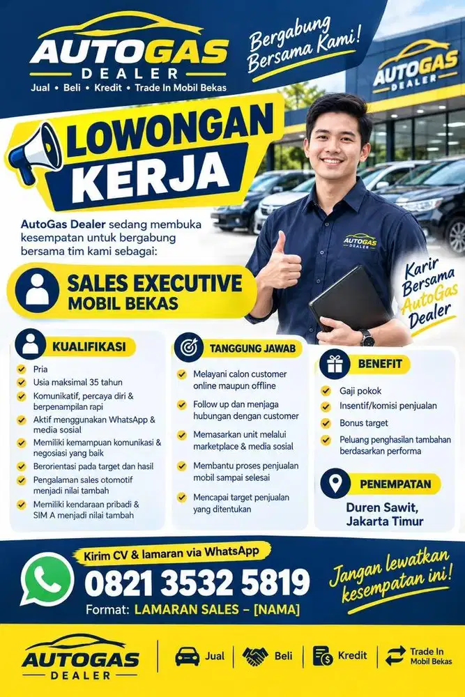 Lowongan Sales Executive Mobil Bekas