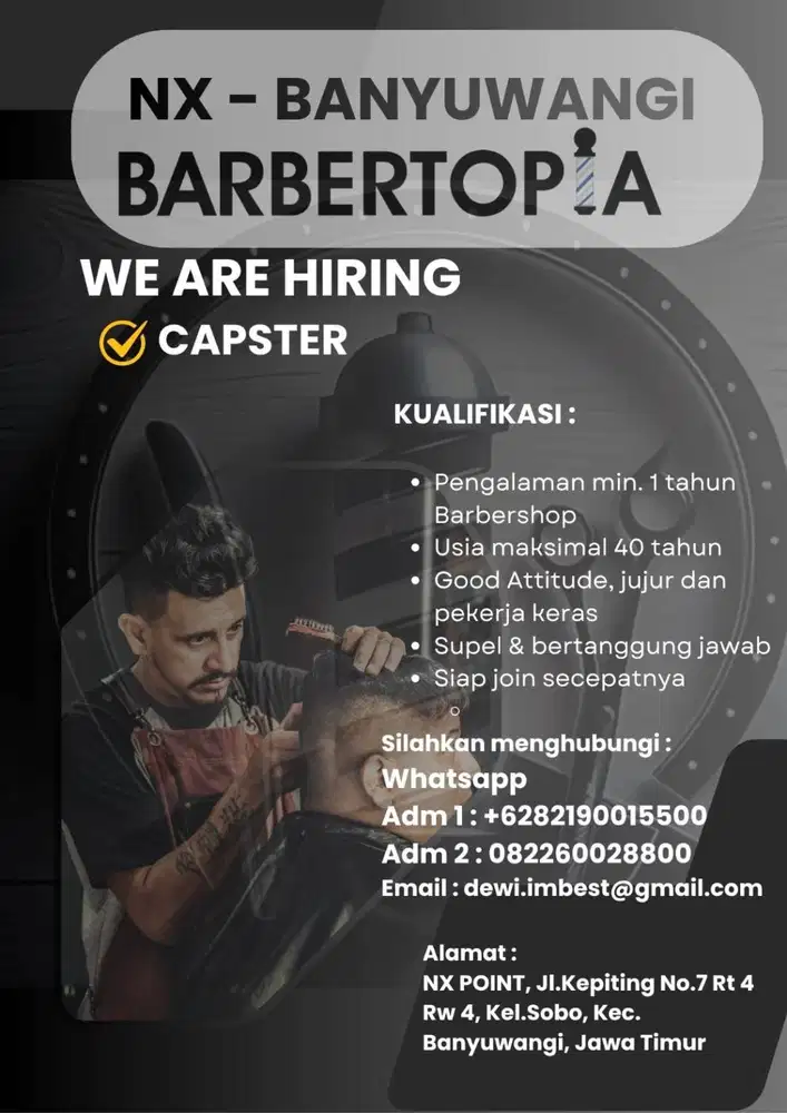 WE ARE HIRING – CAPSTER! ️