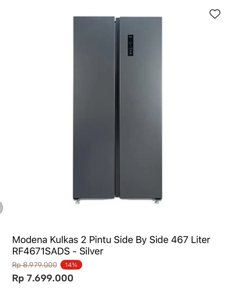KULKAS SBS MODENA 467liter