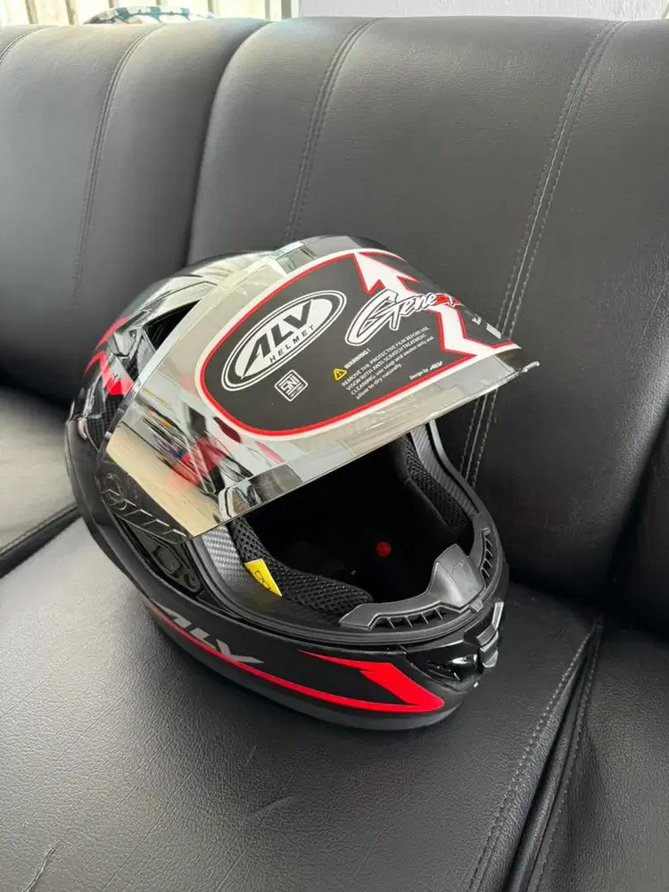 Helm ALV Genesis V1 Carbon Strip Red Full Face