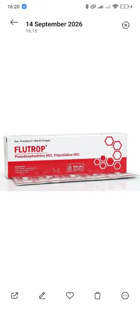 Flutrop suplemen meredakan bersin-bersin. 1 Box isi 10 Strip