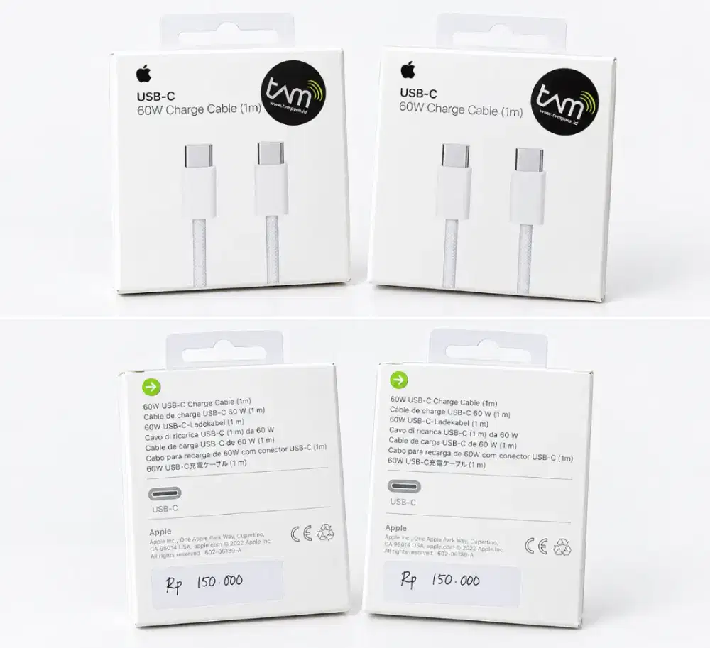 Kabel Apple USB-C to USB-C 60W Original 1 Meter – Baru