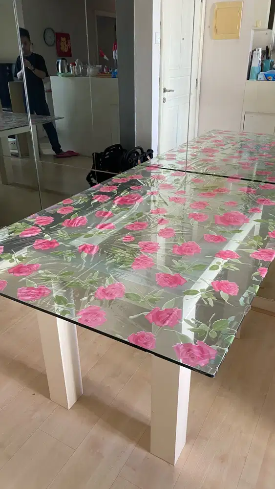 Meja Makan Kaca Custom 130x80 cm