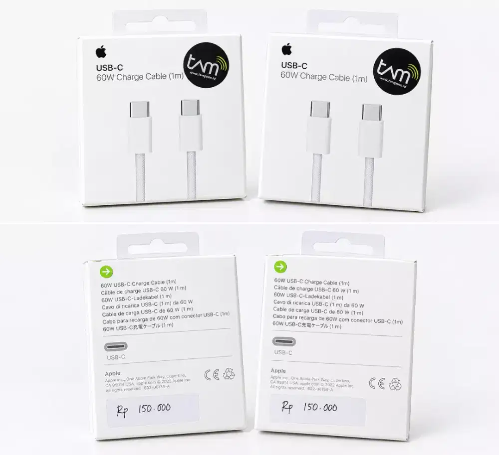 Kabel USB-C to USB-C Apple 60W Charge Cable 1 Meter Baru