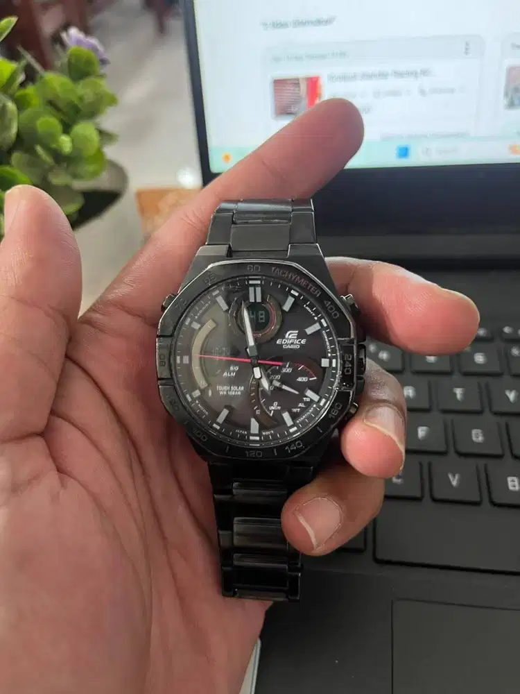 Jam Tangan Original Casio Edifice Tough Solar ECB-950 Rantai Hitam