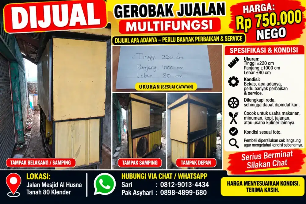 Dijual gerobak  kondisi apa adanya Gerobak perlu perbaikan, 750rb Nego