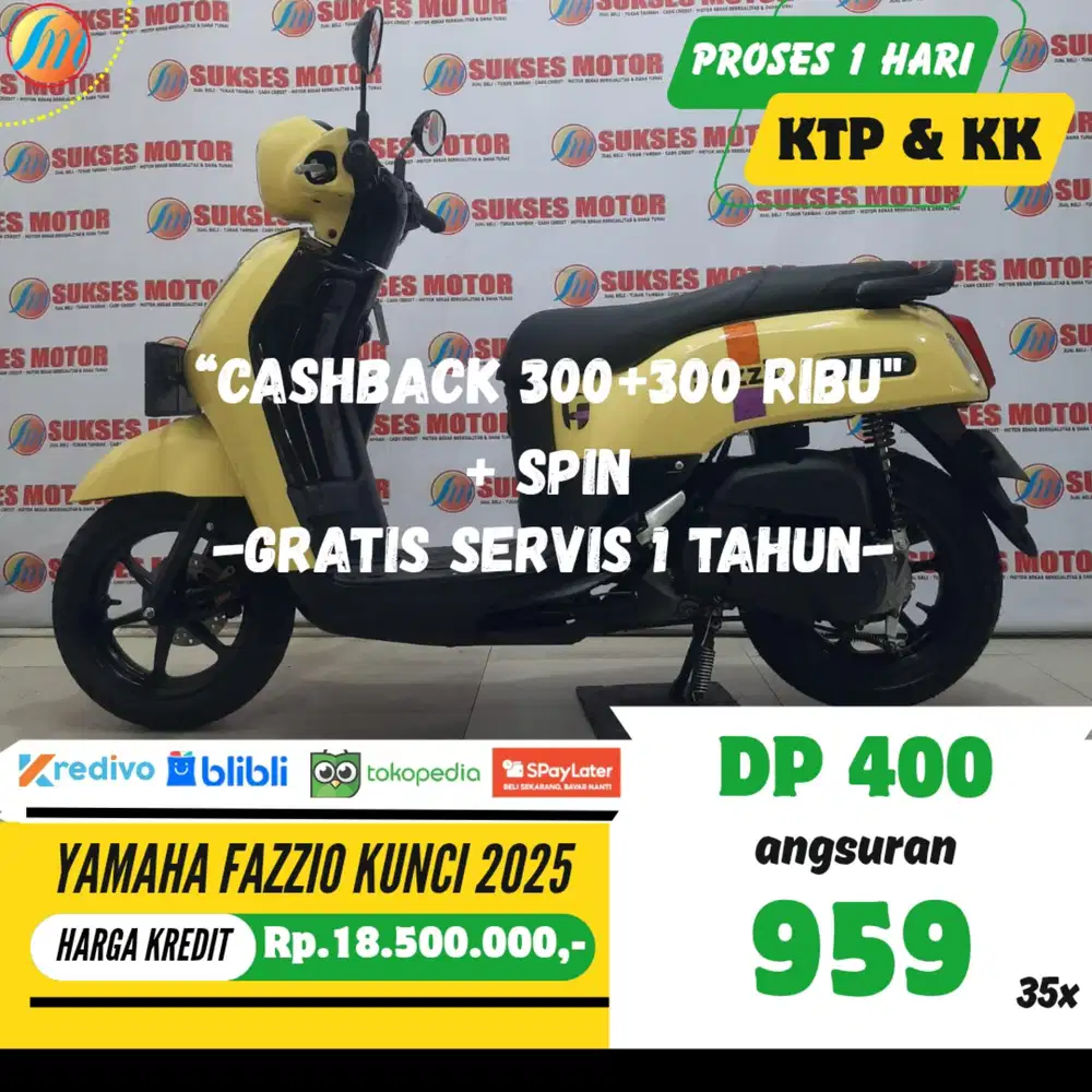 YAMAHA FAZZIO KUNCI 2025 KREDIT DP 400RB ANGSURAN SANGAT RENDAH