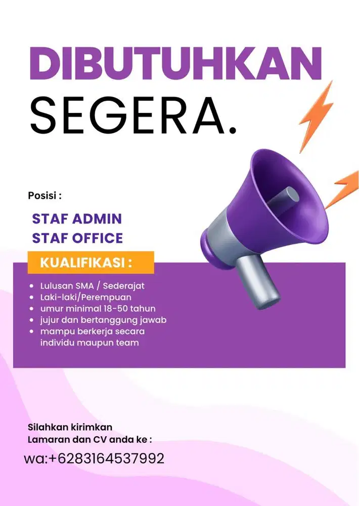 Kirim cv kalian segera