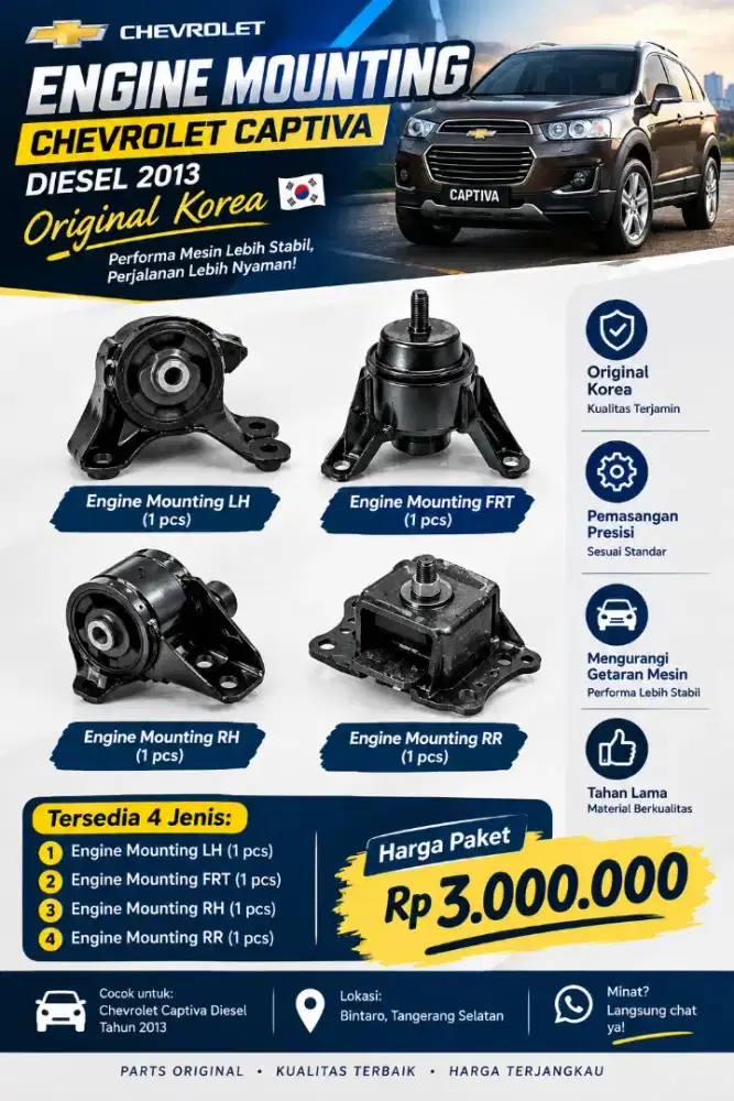 Dijual Paket Engine Mounting Chevrolet Captiva Diesel 2013