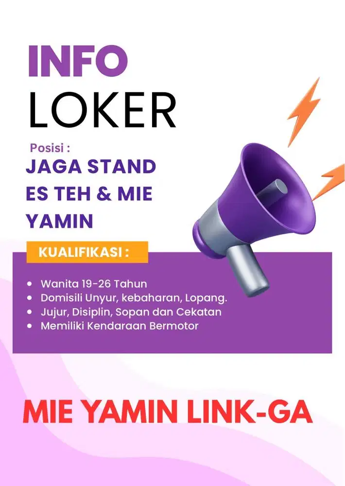 Loker penjaga stand es teh & Mie Yamin