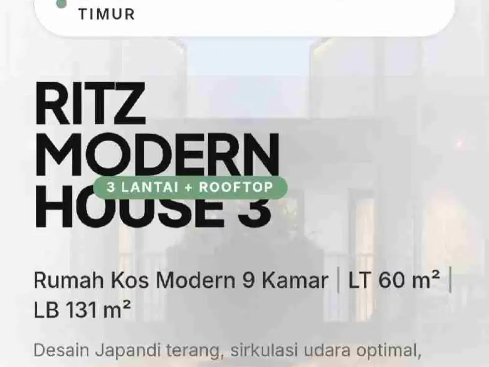 Rumah Kos modern Surabaya Rungkut dekat Kampus