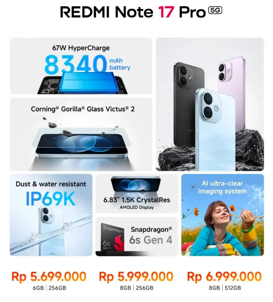 Xiaomi REDMI Note 17 Pro 5G
(8GB+256GB)