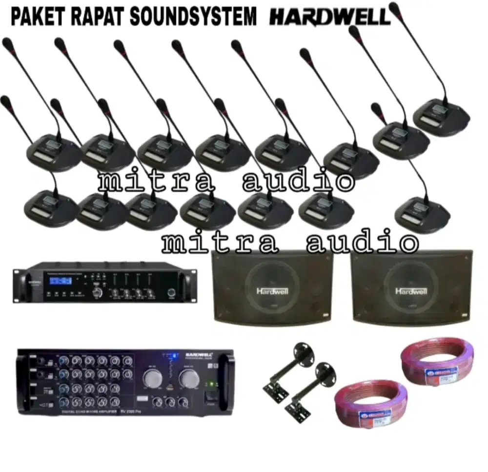Paket mic meja rapat conference hardwell ccs 1000 isi 15 +speaker 10