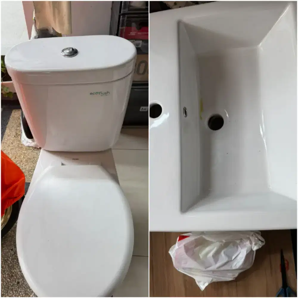 Closet duduk dan wastapel toto