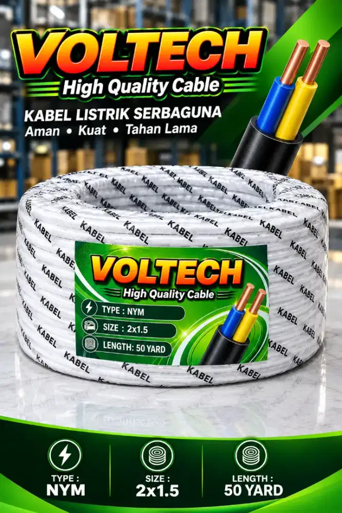 Kabel listrik Voltech 2x1.5 50Y