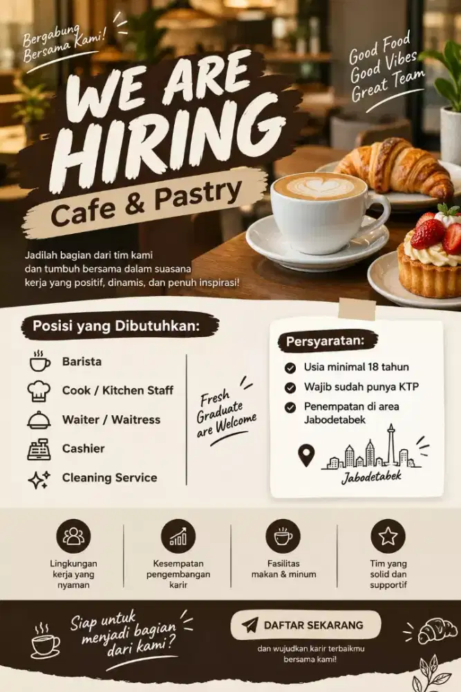 Lowongan crew cafe shop Jabodetabek