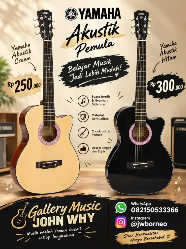 Gitar akustik pabrikan yamaha pemula 250 dan 300