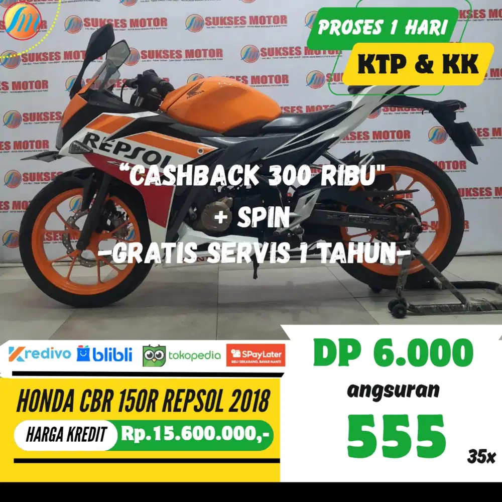 HONDA CBR 150R REPSOL 2018 JUAL CEPAT CASH/KREDIT/SPAYLATER BERGARANSI