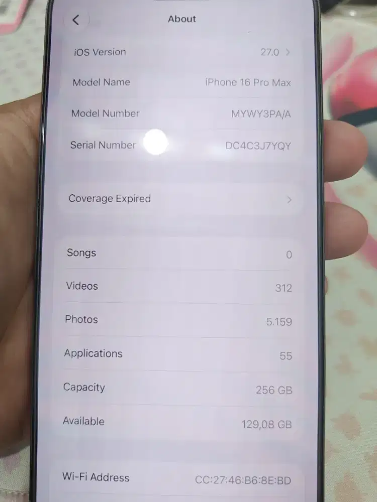 Iphone 16 pro max 256GB Graphite/Abu Sesuai foto
