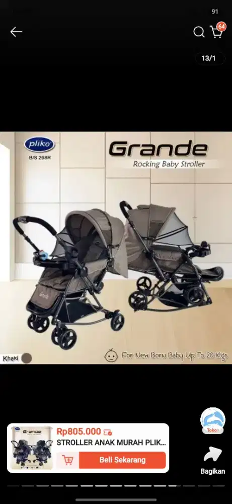 preloved stroller pliko grande