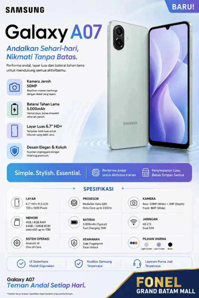 Samsung A07 lagi promo fonel store grand mall batam