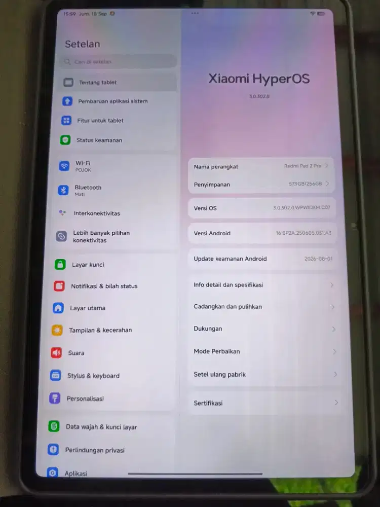 Redmi Pad 2 Pro 8/256GB Like New Pemakaian Pribadi