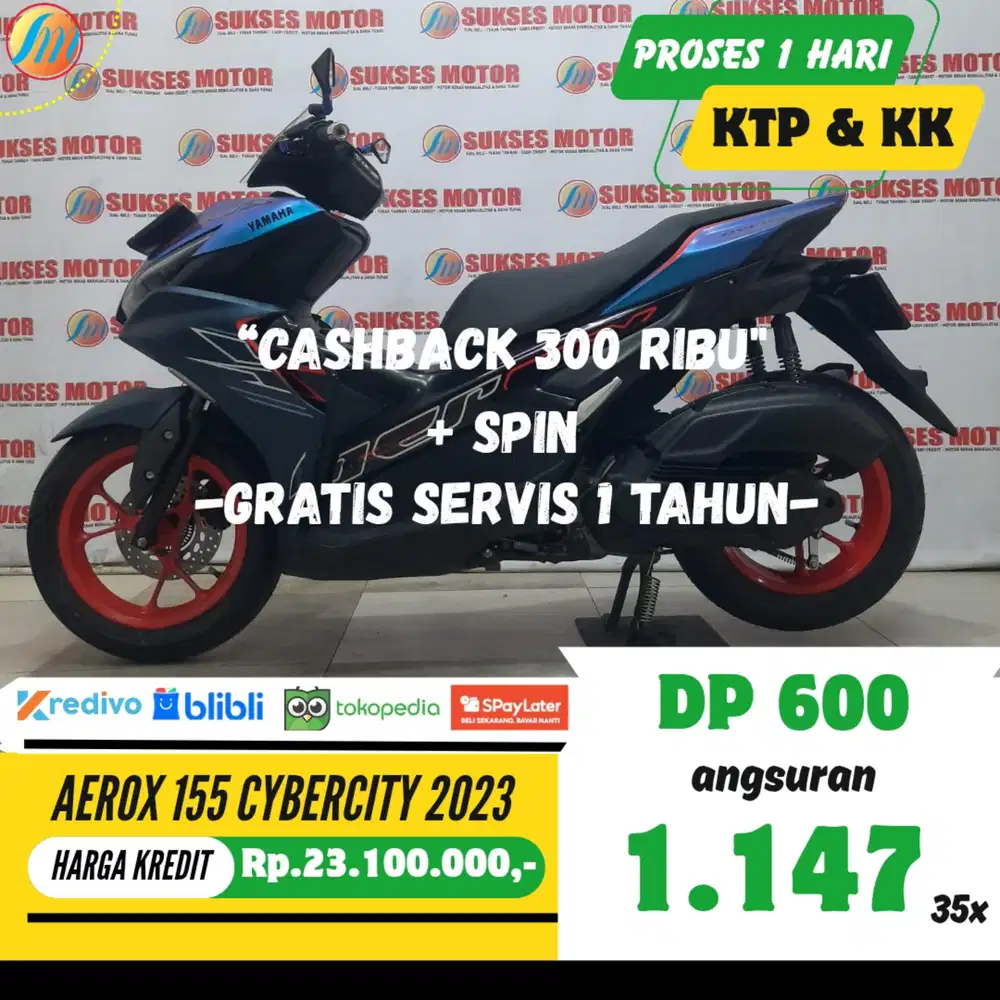 DP 600RIBU YAMAHA AEROX CYBERCITY 2023 ANGSURAN SANGAT RENDAH PAJAK ON