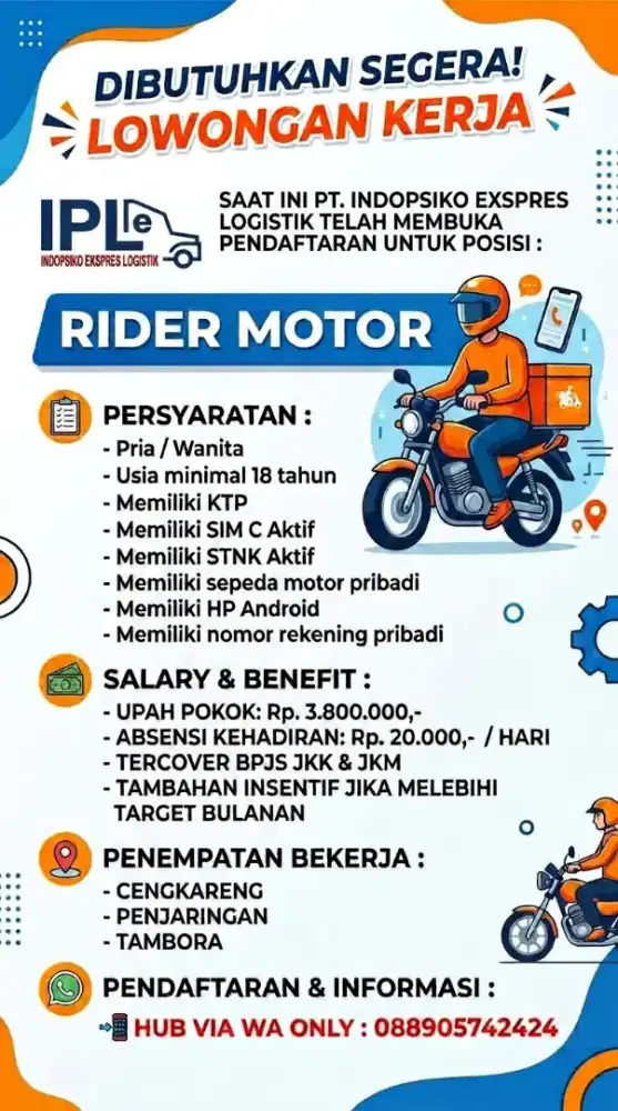 Loker kurir motor delivery