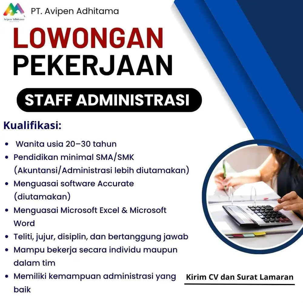 LOWONGAN KERJA STAFF ADMINISTRASI PENGALAMAN