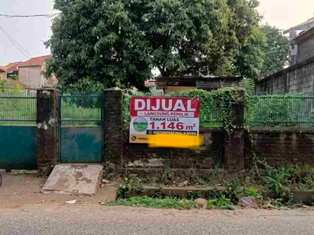 Dijual Tanah Luas 1,149m2 di Pinggir Jalan Bukit Cengkeh II Tugu Kota Depok