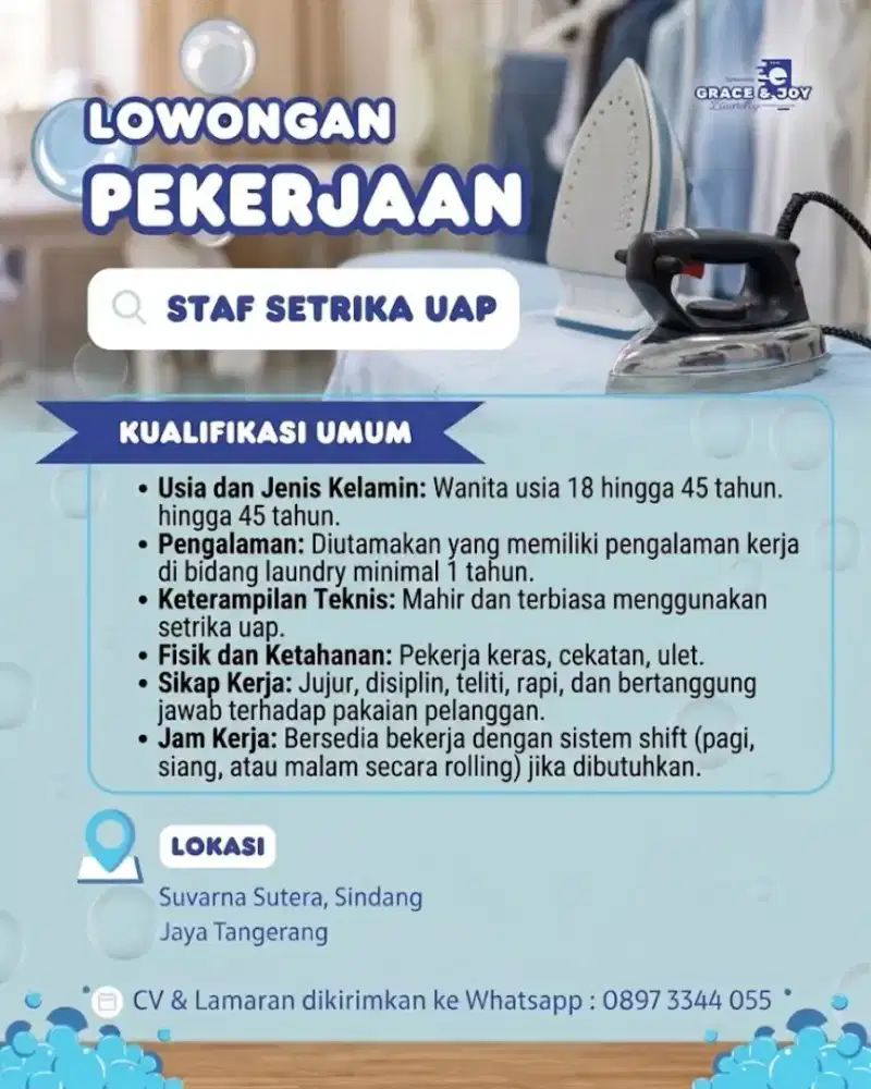 Karyawan Laundry (Setrika)