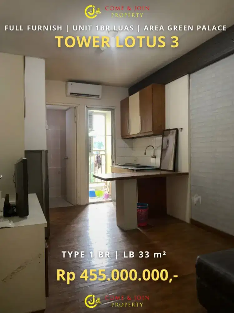 DIJUAL !!! APARTEMEN KALIBATA CITY TOWER LOTUS 1BR LUAS 33 m²