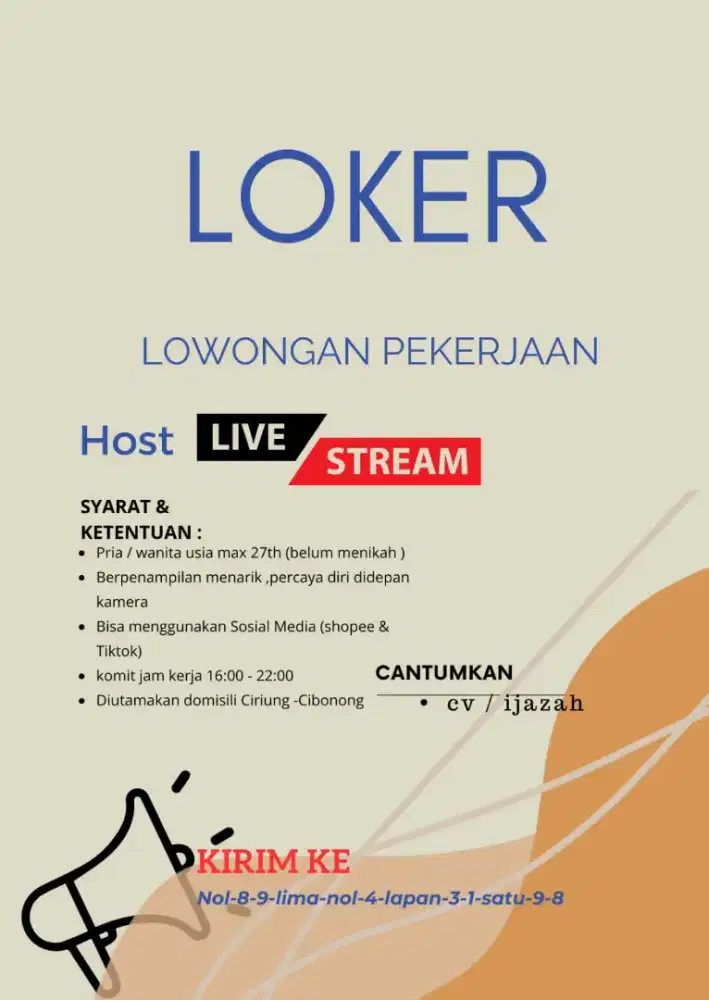 LOWONGAN KERJA LIVE STREAMER