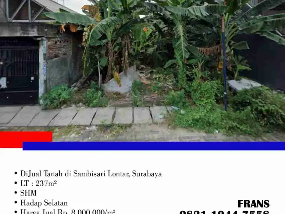 DiJual Tanah di Sambisari Lontar, Surabaya