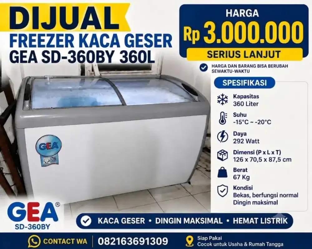 Jual cepat freezer sliding ex resto