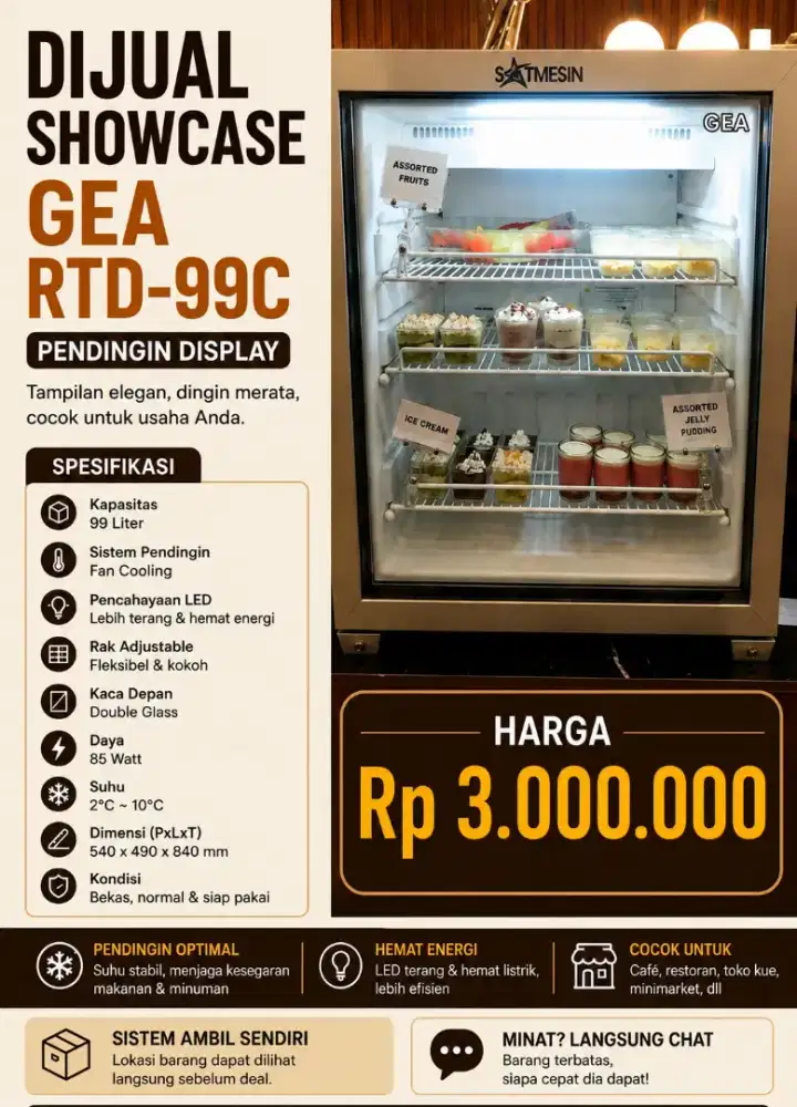 Jual cepat showcase freezer ex resto