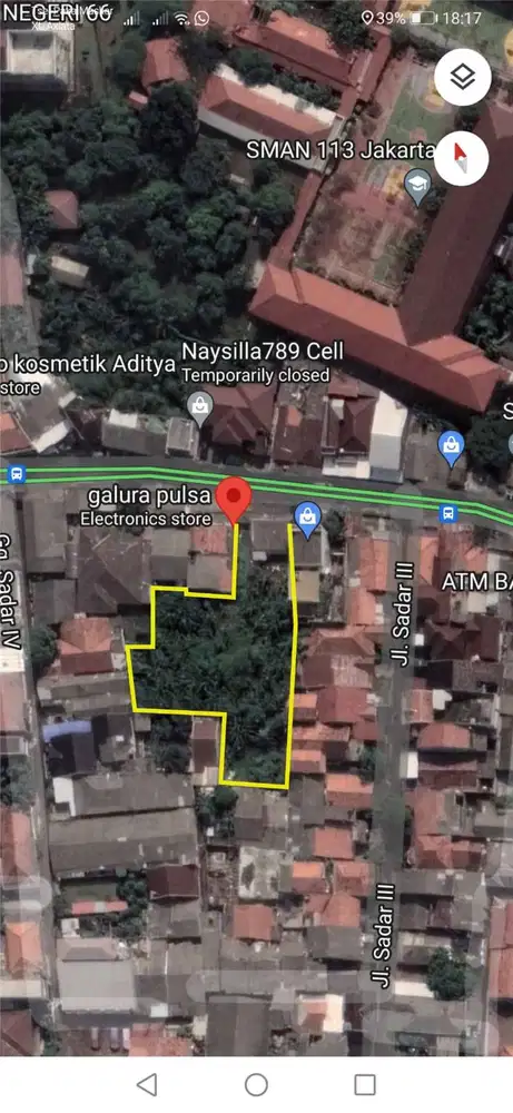 Tanah Dijual 1.421 m² Lubang Buaya Cipayung Jakarta Timur – Cocok Town