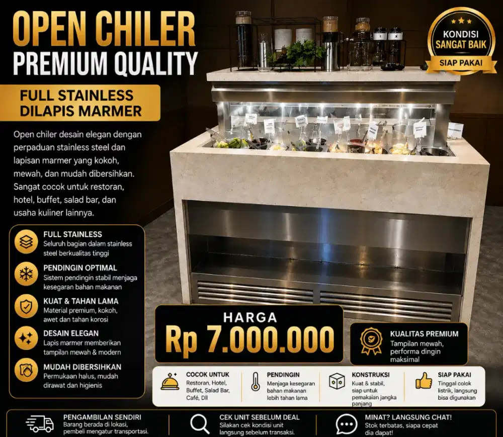 Jual cepat Open chiller Ex resto