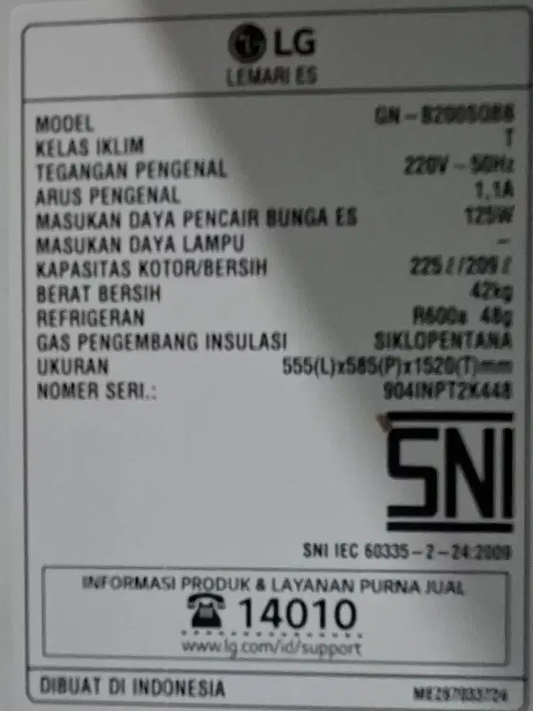 Kulkas LG 2 Pintu Inverter 225 L