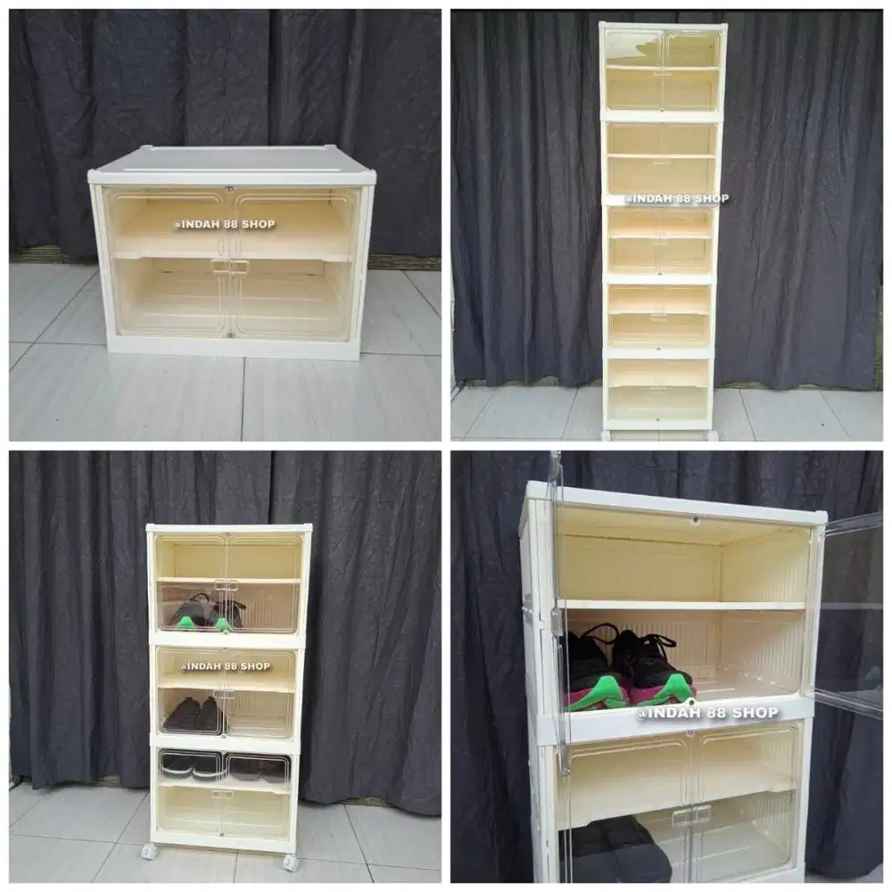 Rak Sepatu Lipat Plastik 2 Pintu